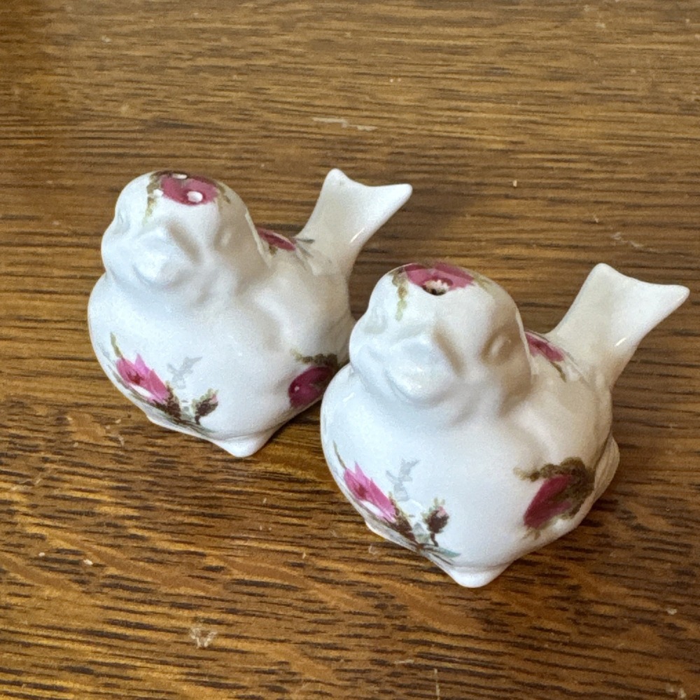 Hammersley Fine Bone China Bird Salt & Pepper Shakers Roses Made In England Vtg